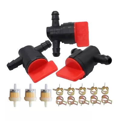 In Line Fuel Gas Filter Shut Cut Off Valve Clamp 3Kit 1/4  Lawn Mower Parts • $6.69