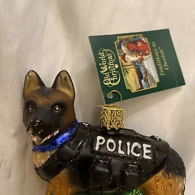 Old World Christmas K-9 Dog Police Dog Glass Christmas Ornament 12546 • $7.97