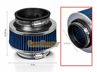 2.5  Inlet Cold Air Intake Universal ByPass Valve Filter BLUE For Volkswagen • $14.39