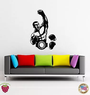 Wall Stickers Vinyl Decal MMA Figter With Belt Champion (z1782) • $29.99