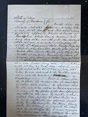 Civil War Letter 3rd Iowa Cavalry 11/3/65 Wounded 5/1/64 Jenkins Ferry POW • $75