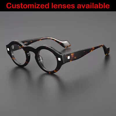 Men Handmade Round Glasses Frame Women Thick Classic 42mm Eyeglasses Acetate A • $35.09