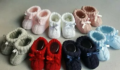 Baby Soft Shoes Infant Booties Pram Boots Crib Bow Socks Newborn Christening Sky • £4.50