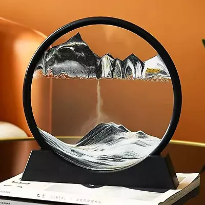 3D Hourglass Deep Sea Moving Sand Art Liquid Motion Round Glass Frame For Decor • $15.90