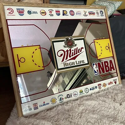 Vintage Miller High Life Bar Mirror NBA Basketball Court With Team Logos Rare • $150
