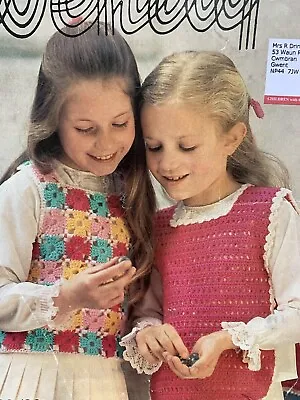 Vintage DK Wendy 1348 Crochet Pattern Girls Tank Tops Tabard Vest 22-28  • £3.95