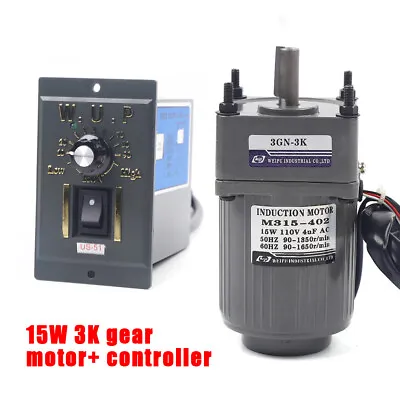 AC 110V 450RPM Gear Motor Electric Motor Variable Reducer Speed Controller 1:3 • $62.70