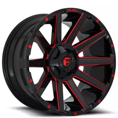 (4) 22x12 Fuel Wheels D643 Contra Gloss Black W Red Milled Off Road Rims (B41) • $2420