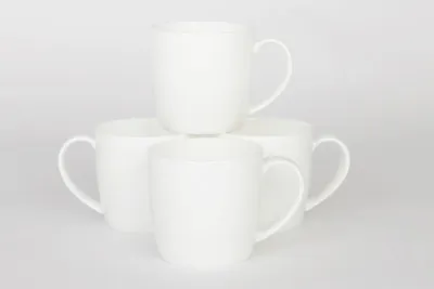  Stylish Set Of 4 Plain White Bone China Boston Mugs • £19.95