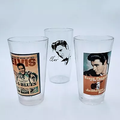 Elvis Presley Signature Product Tall Glasses Lot Of 3 Good Condition. Po • $23.51