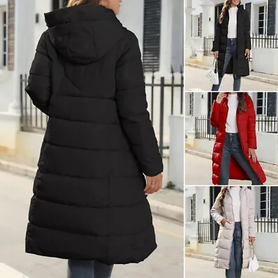 £22.79 • Buy Women's Long Parka Quilted Knee Coat Hooded Padded Jacket Zip Up Warm Winter
