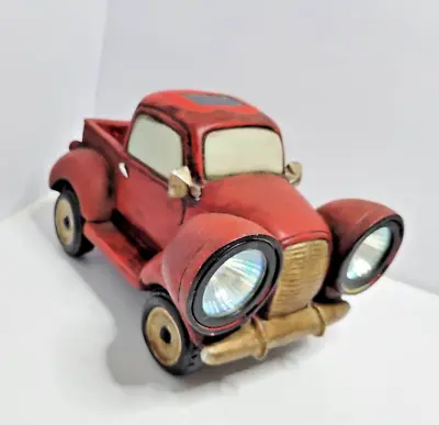 Vintage Red Pick-up Truck - Solar Powered Headlights For Porch Or Yard See Video • $35.75