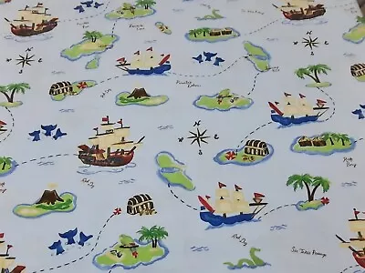 Pottery Barn Kids Treasure Cove Full-Queen Duvet Cover Pirate Map Islands Ships  • $49