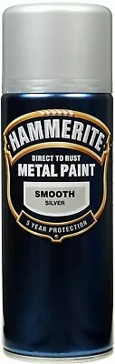 1 X Hammerite Smooth 400ml Silver Direct To Rust Metal Spray Paint • £11.99