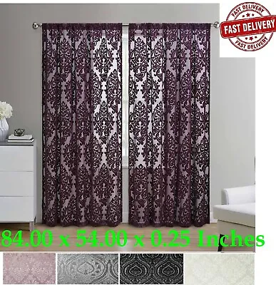 Mainstays Velvet Sheer Damask Burnout Rod Pocket Single Curtain Panel • $19.49