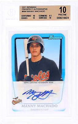 2011 Bowman #MM Manny Machado Prospect Auto BGS 10/10 • $459