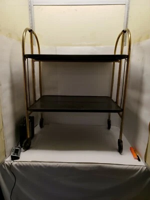 $69.99 • Buy Vintage Metal Kitchen Cart, Versa-Table, Folding Shelves, Black & Gold