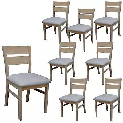 Tyler 8pc Set Dining Chair Fabric Seat Solid Acacia Timber Wood Brushed Smoke • $1646.23