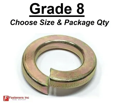 Grade 8 Hardened Yellow Zinc Plated Steel Split Lock Washers (All Sizes & Qty) • $13.99