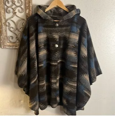 VTG Bear Ridge Outfitters Hooded Poncho Women’s XL Southwestern Print Weathered • $39.99