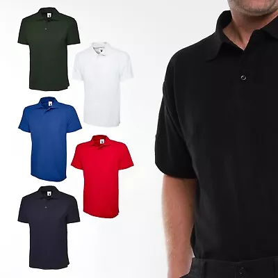 Mens 100% Cotton Polo Shirt Short Sleeve Premium Shirts - PLAIN UNIFORM CASUAL • £8.99