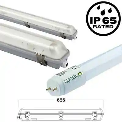 IP65 WATERPROOF LED TUBE FLUORESCENT LIGHT BATTEN FITTING DOUBLE 2FT Single 4FT • £19.99
