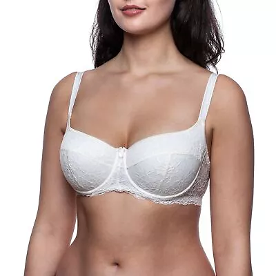 Push Up Bandeau Bra Lace Balconette Plus Size Sexy Pushup With Support Padded • £25.33