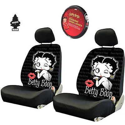 $66.66 • Buy For Toyota New Betty Boop Front Low Back Car Truck Seat Steering Wheel Covers 