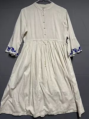 Sassafras Dress Small  Embroidered Gathered Boho Cottagecore Prairie Cotton • $19.99