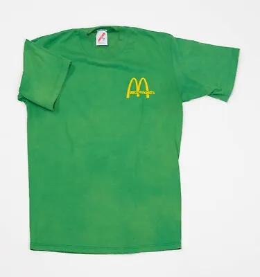 Vintage 90s McDonalds Employee Uniform Shirt Medium Green Single Stitch Jerzees • $10.48