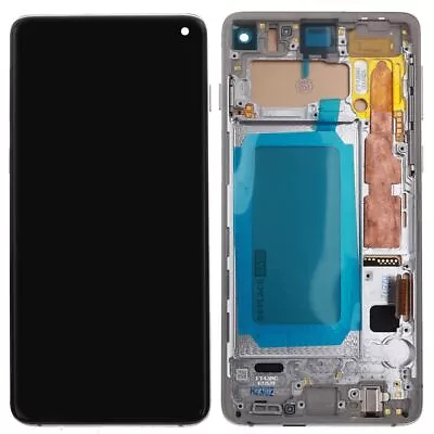 LCD Screen Assembly Frame White For Samsung Galaxy S10 Replacement Repair UK • £73.60