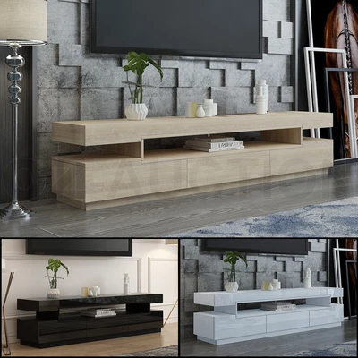 $279.95 • Buy 160/200cm TV Stand Bench Table Cabinet Entertainment Unit 3 Push-Opened Drawers