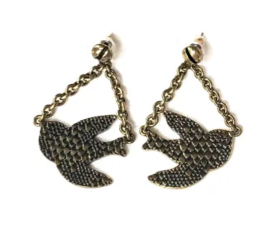 Marc By Marc Jacobs Antique Gold Tone Dove Bird Drop Dangle Earrings • $19.99