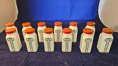 Vintage 1940's Griffiths' Spice Jar Set Of 12 - Milk Glass - Art Deco • $40