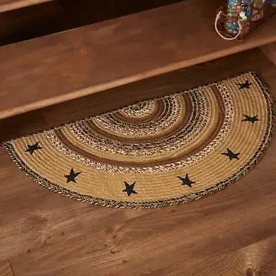 Kettle Grove Jute Rug Half Circle Stencil Stars W/ Pad 16.5x33 • £24.12