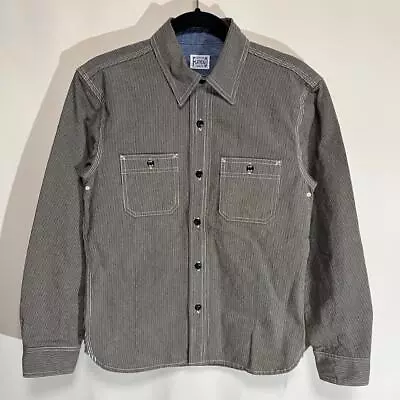 THE FLAT HEAD Used Wabash Work Shirt Gray Long Sleeve Size 38/M Made In Japan • $126.65