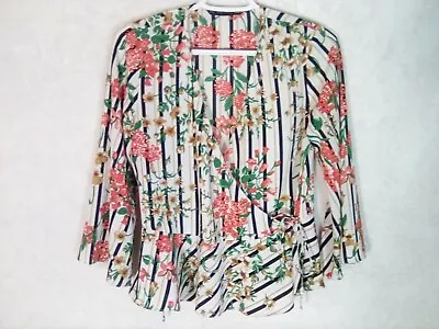 ZARA Women's Small Top Floral Print Peplum V-Neck Wrap Blouse Bell Sleeve  • $24.99