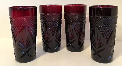 Set Of 4 VTG Cristal D'Arques Durand Red 6 1/4  Tumblers/Cooler Glasses France • $29.99