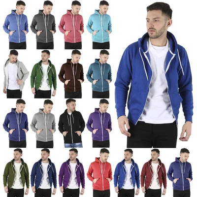 £8.99 • Buy Men Hoodie Fleece Jacket Plain Zip Up Hoody Sweatshirt Hooded Activewear Top