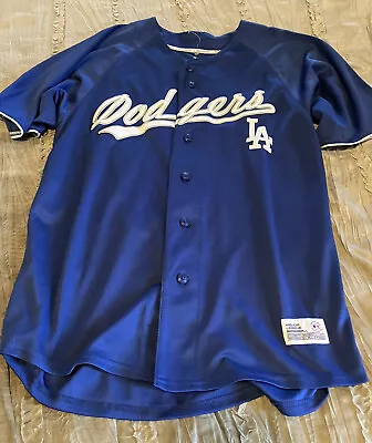 LOS ANGELES DODGERS Baseball SEWN Blank MLB Dynasty MEDIUM Jersey FREE SHIP Blue • $24.99