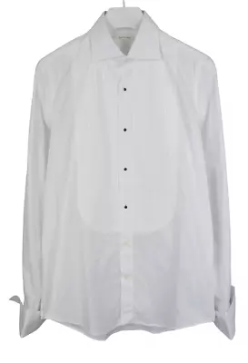 SUITSUPPLY Egyptian Cotton Slim Fit Formal Shirt Men's 40L / 15 3/4L Pique Bib • £23.99