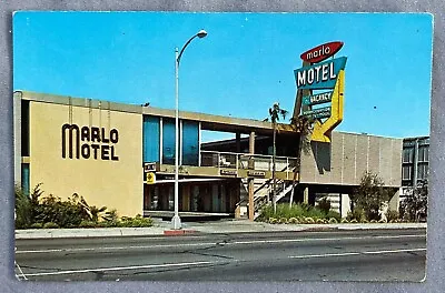 MID CENTURY MODERN GOOGIE SIGN Postcard MARLO HOTEL Fresno CALIFORNIA AAA • $9.99