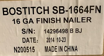 $89.99 • Buy Bostitch SB-1664FN 16-Gauge Straight Pneumatic Finish Nailer