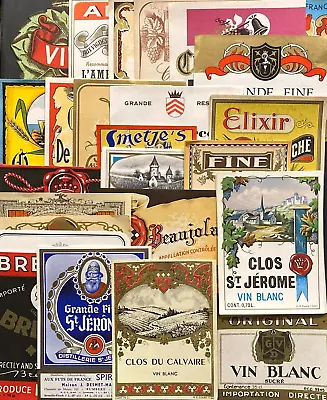 1940-1960 Vintage Lot Of 25 European Wine Paper Labels  New Old Stock  L-1 • $14