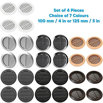 4 Pcs Of Round Air Vent Grill Cover Ducting Ventilation Cover Anti Fly Net Wall • £19.99