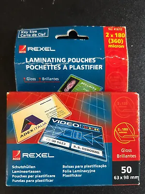 £6.50 • Buy Rexel Laminating Pouches (63 X 98) Box Of 50 - Key Size - Gloss
