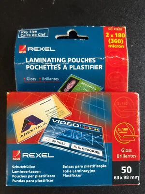 £6.50 • Buy Rexel Laminating Pouches (63 X 98) Box Of 50 - Key Size - Gloss