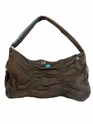 VOLCOM Y2K 00's Slouchy Grunge Brown Cotton Messenger Bag Surfer Girl W/ Pins! • $34.99