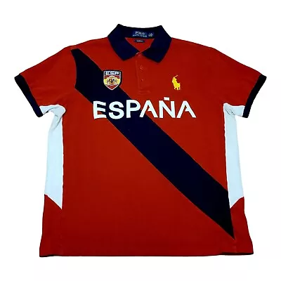 Polo Ralph Lauren #16 Espana Spain Custom Slim Fit Polo Shirt Big Logo Large • $59.99