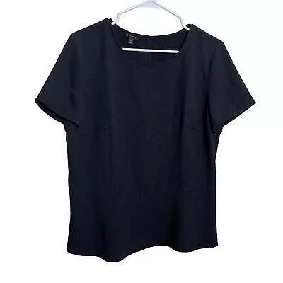 Talbots Blouse Women's 14 Black Short Sleeve Side Zip Shirt Polyester Blend • $5.40